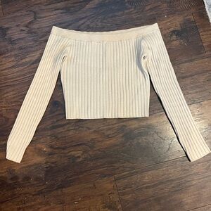 Aerie Beige Ribbed Knit Top